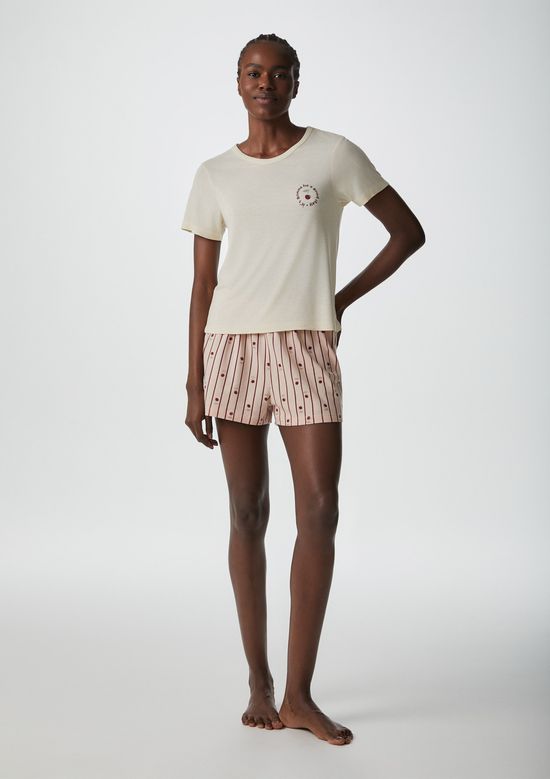 Foto do produto: Pijama Curto Feminino Estampado - Creme