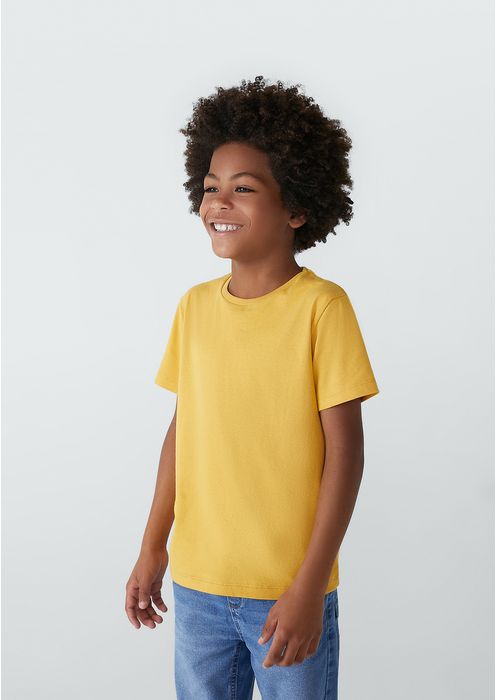 Camiseta Básica Infantil Menino Modelagem Regular - Amarelo
