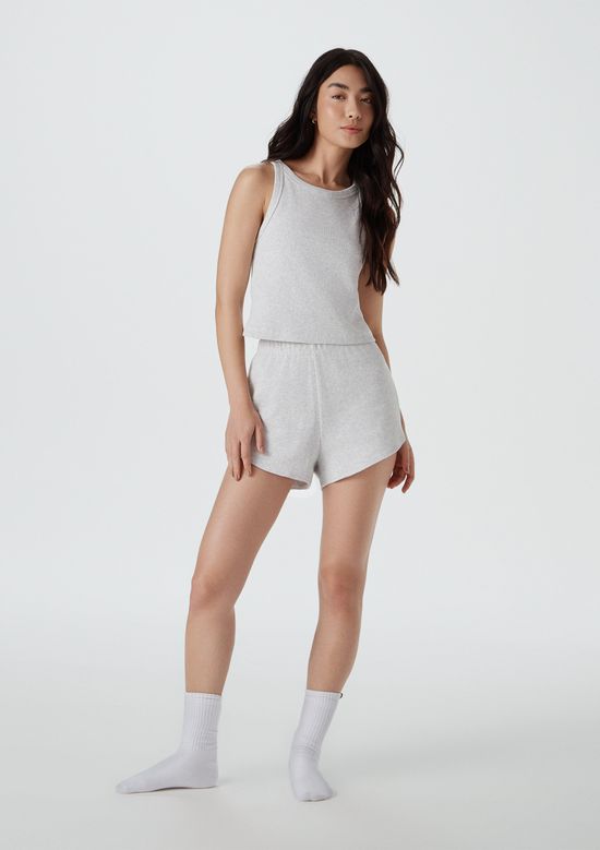 Foto do produto: Pijama Curto Feminino Básico Em Ribana Canelada - Cinza