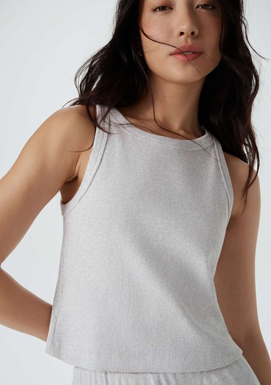 Foto do produto: Pijama Curto Feminino Básico Em Ribana Canelada - Cinza