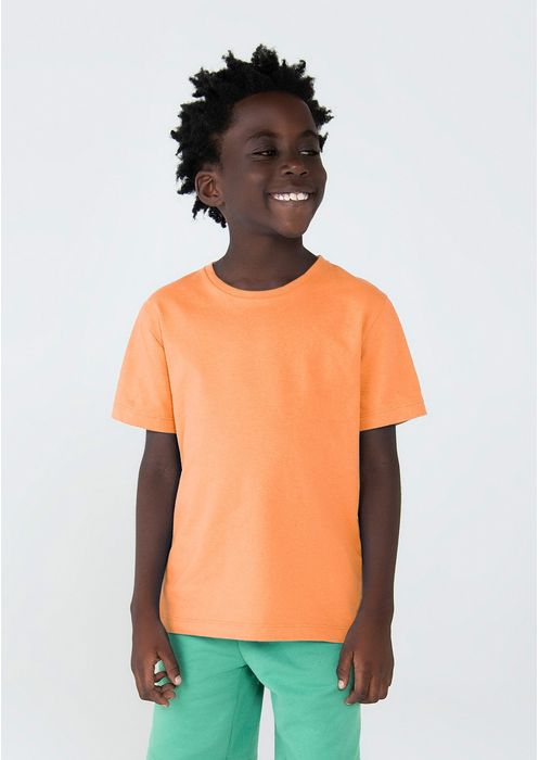 Camiseta Básica Infantil Menino Modelagem Regular - Laranja
