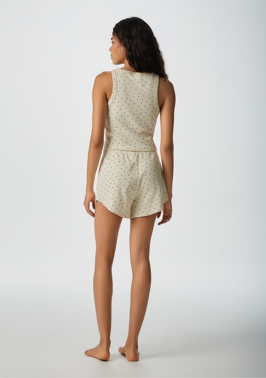 Foto do produto: Pijama Curto Feminino Estampado Em Ribana - Amarelo