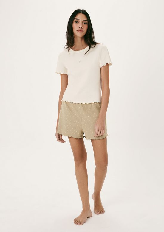 Foto do produto: Pijama Curto Feminino Estampado Com Frufru - Creme