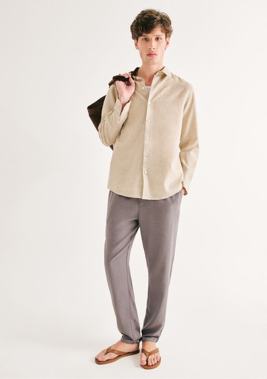Foto do produto: Calça Básica Masculina Taper Em Linho - Cinza