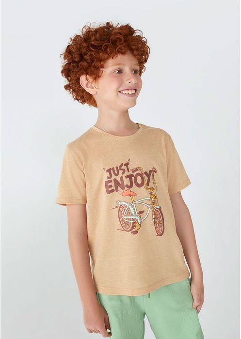 Camiseta Infantil Menino Manga Curta Tradicional Com Estampa - Camelo