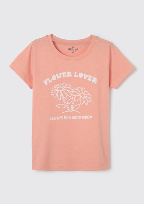 Foto do produto: Blusa Infantil Menina Manga Curta Com Estampa - Laranja