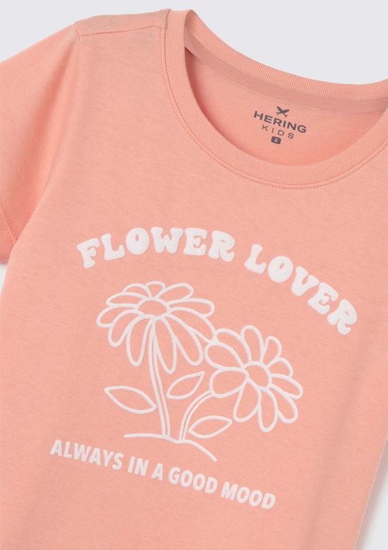 Foto do produto: Blusa Infantil Menina Manga Curta Com Estampa - Laranja