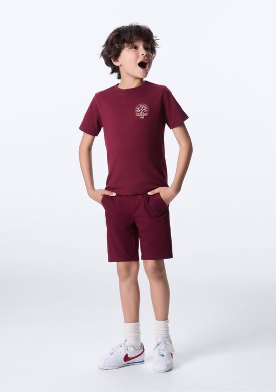 Foto do produto: Bermuda Básica Infantil Menino Em Sarja - Vinho