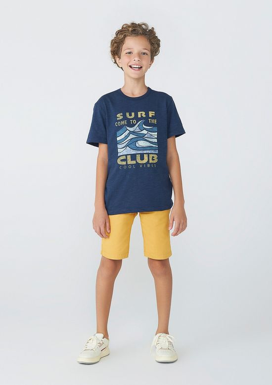 Foto do produto: Bermuda Básica Infantil Menino Em Sarja  - Amarelo