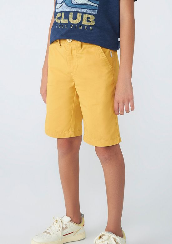 Foto do produto: Bermuda Básica Infantil Menino Em Sarja  - Amarelo