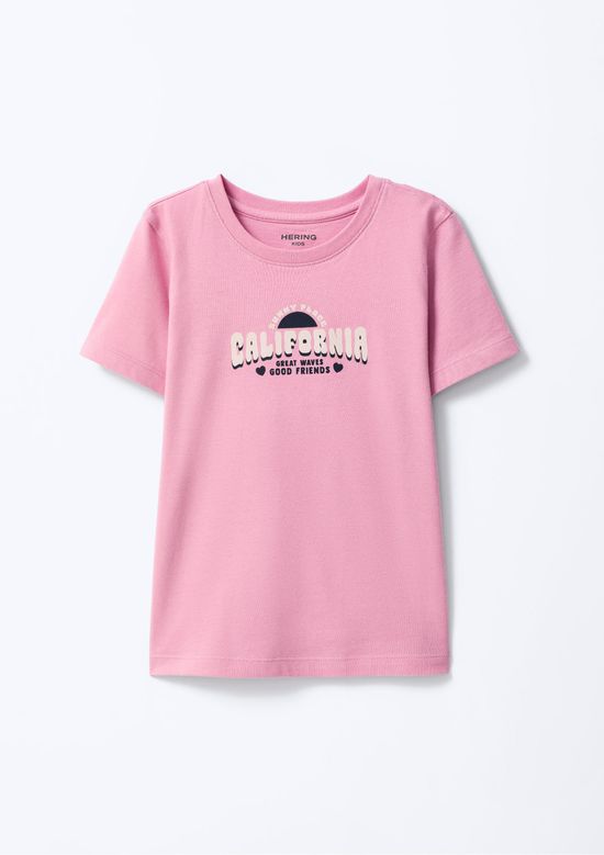 Foto do produto: Blusa Infantil Menina Manga Curta Com Estampa - Rosa