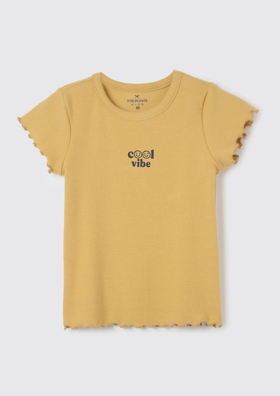 Foto do produto: Blusa Manga Curta Infantil Menina Em Ribana - Amarelo