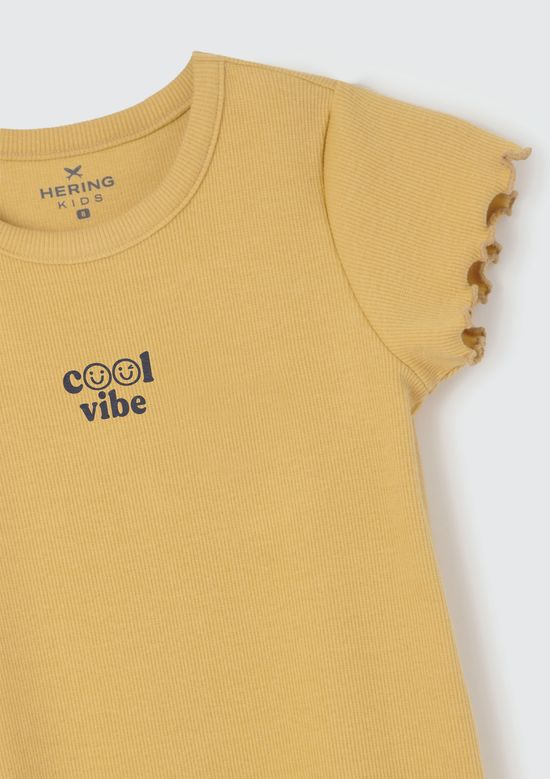 Foto do produto: Blusa Manga Curta Infantil Menina Em Ribana - Amarelo