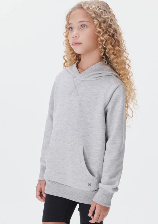 Foto do produto: Blusão Básico Infantil Unissex Em Moletom Com Capuz - Cinza