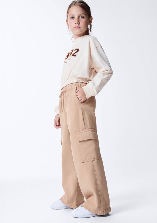 Foto do produto: Calça Infantil Menina Bolso Cargo em Sarja - Bege