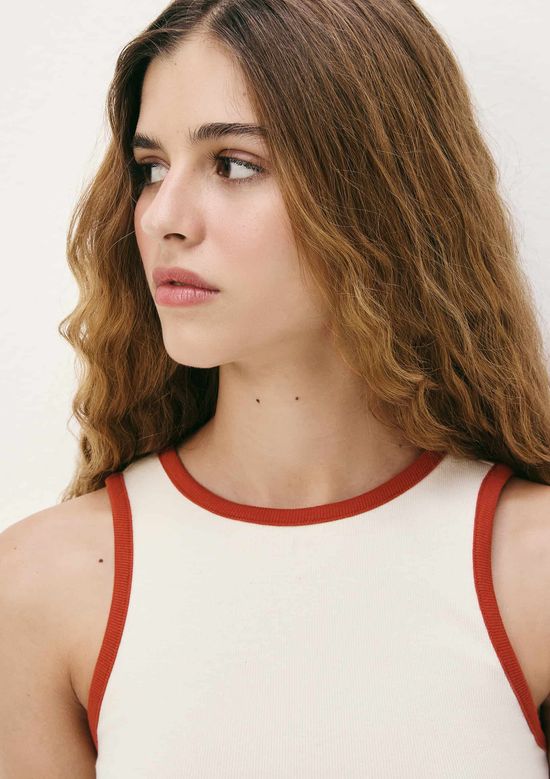 Foto do produto: Regata Feminina Friso Contrastante - Creme