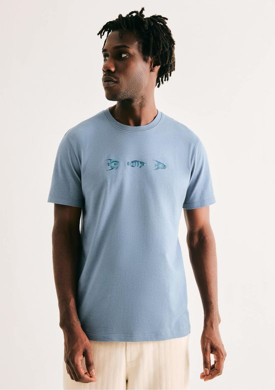 Foto do produto: Camiseta Masculina Manga Curta Com Estampa - Azul