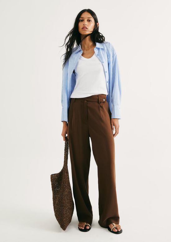 Foto do produto: Calça Feminina Reta Cintura Alta Peach Touch - Marrom