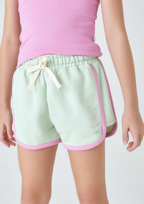 Shorts Básico Infantil Menina Em Moletom - Verde