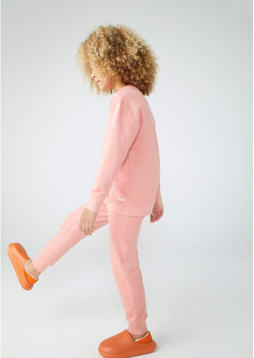 Pijama Infantil Unissex Longo Em Moletom - Rosa Chiclete