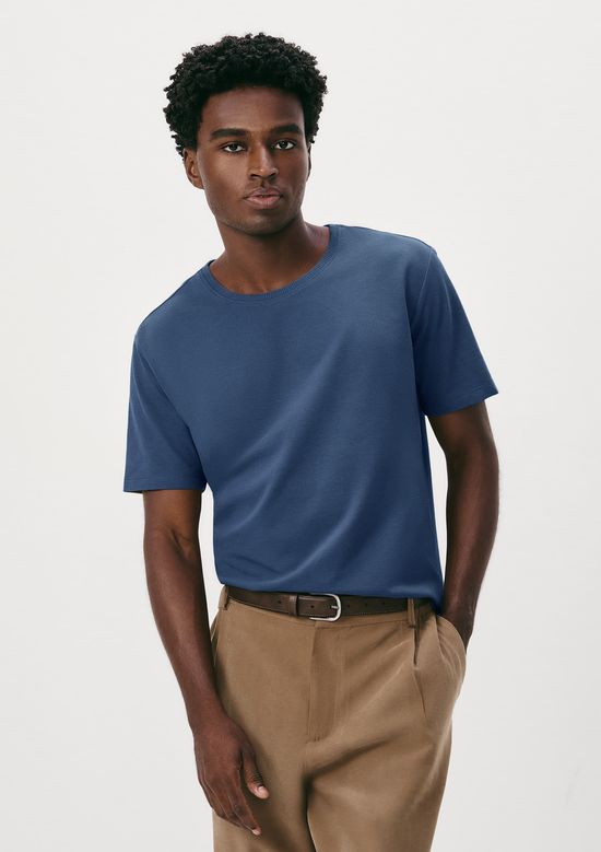 Foto do produto: Camiseta Masculina Texturizada Em Algodão Peruano - Azul