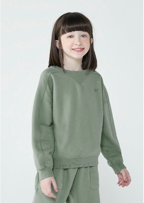 Blusão Infantil Menina Em Moletom Comfort - Verde Médio