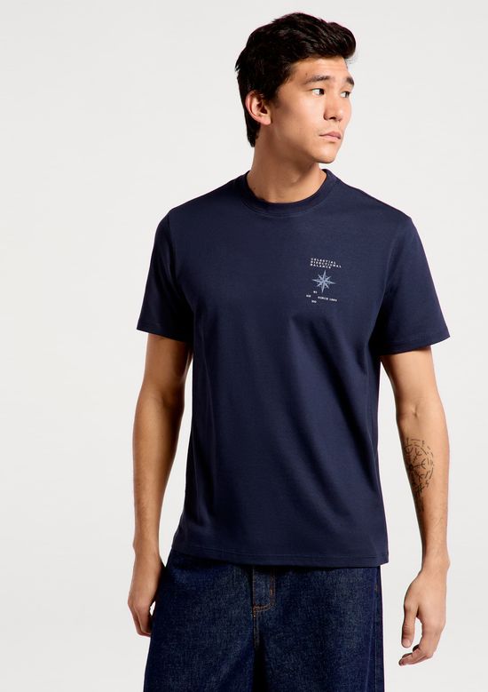 Foto do produto: Camiseta Masculina Manga Curta Com Estampa - Azul