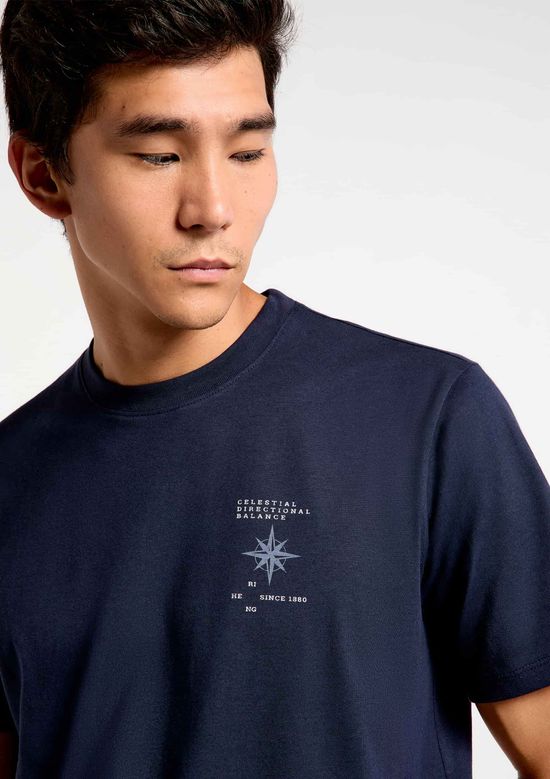 Foto do produto: Camiseta Masculina Manga Curta Com Estampa - Azul