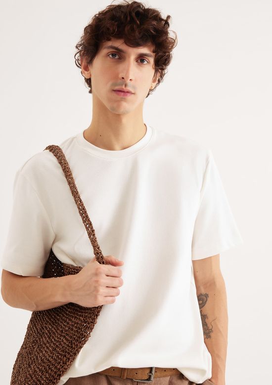 Foto do produto: Camiseta Masculina Manga Curta Em Ribana Ultra Soft - Off white
