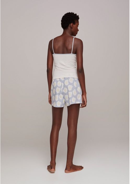 Pijama Feminino Curto Estampado Com Regata - Off White