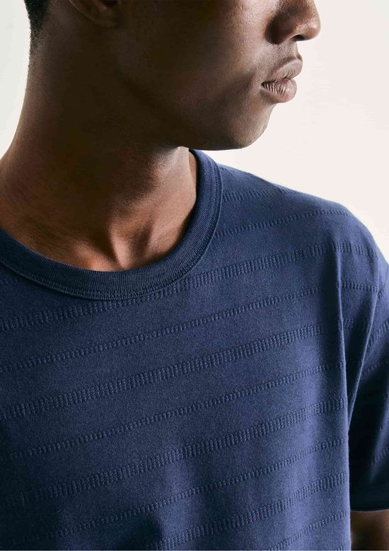 Foto do produto: Camiseta Masculina Manga Curta Em Malha Texturizada - Azul