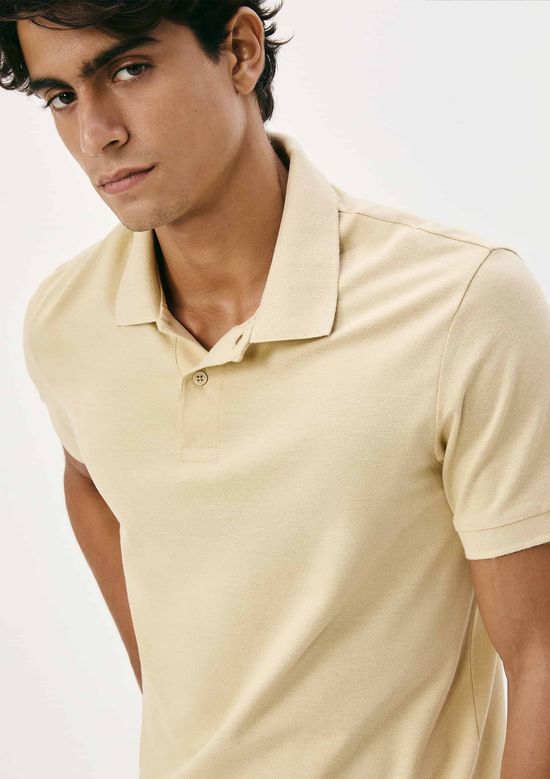 Foto do produto: Camisa Polo Básica Masculina Manga Curta Em Piquet - Bege