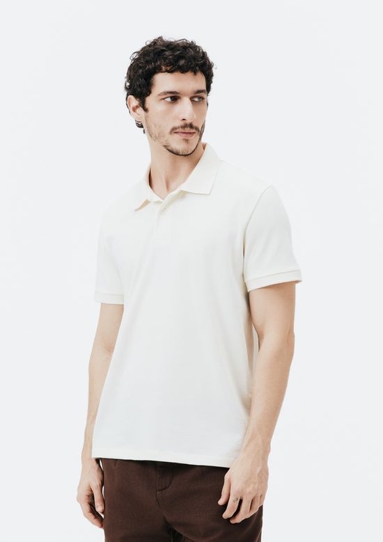 Foto do produto: Camisa Polo Básica Masculina Manga Curta Em Piquet - Off white