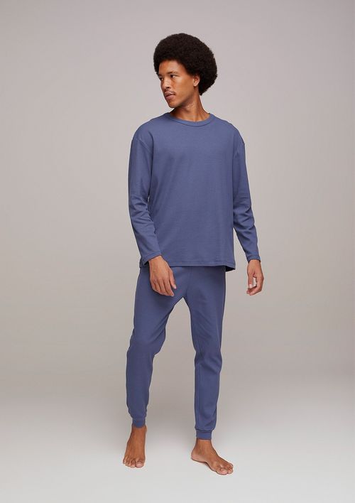 Pijama Masculino Longo Em Ribana Canelada - Azul