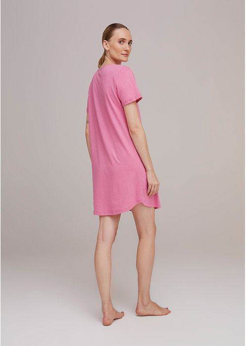 Camisola Curta Em Modelagem T-shirt - Rosa Chiclete