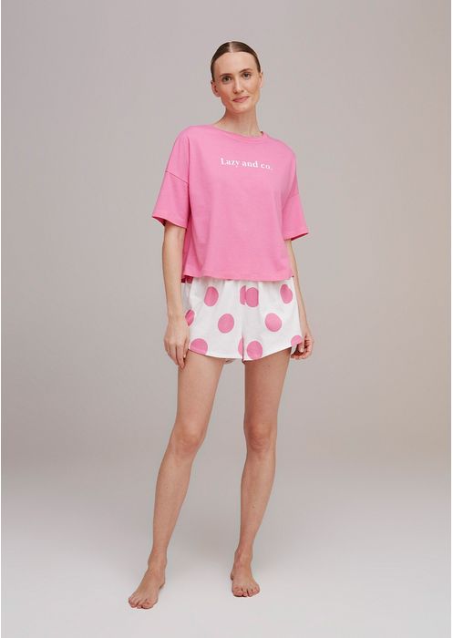 Pijama Feminino Curto Estampado - Rosa Chiclete