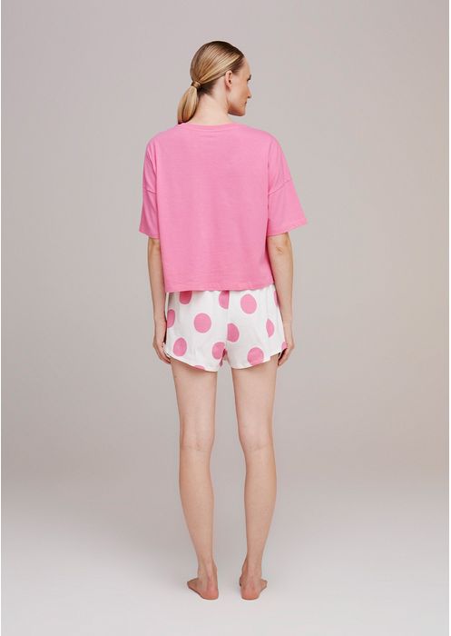 Pijama Feminino Curto Estampado - Rosa Chiclete