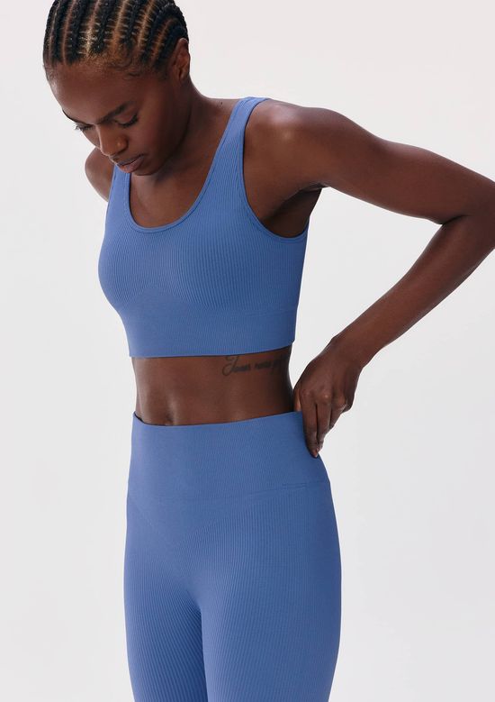 Foto do produto: Calça Legging Feminina Canelada Sem Costura - Azul