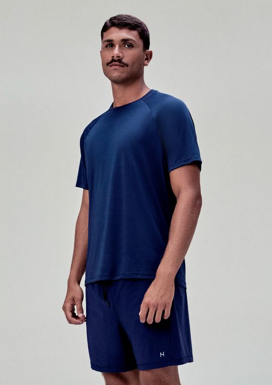 Foto do produto: Camiseta Esportiva Masculina Recorte Texturizado - Azul