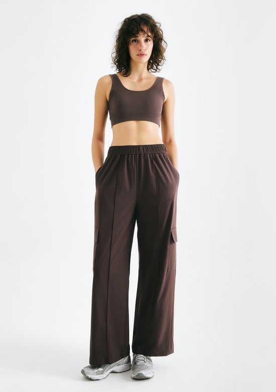 Foto do produto: Calça Esportiva Feminina Pantalona - Marrom