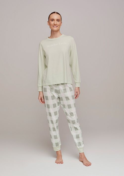 Pijama Longo Feminino Com Estampa Xadrez - Verde