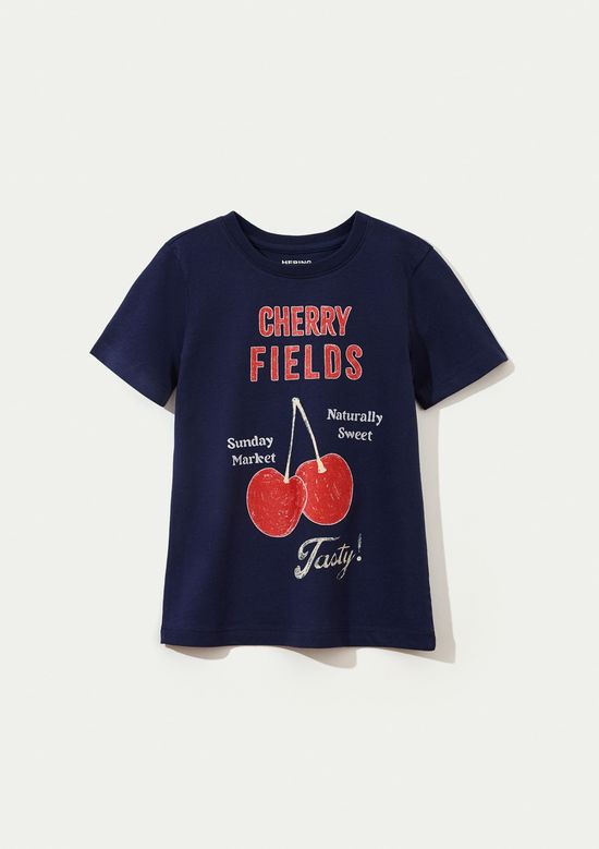 Foto do produto: Blusa Infantil Menina Manga Curta Com Estampa - Azul