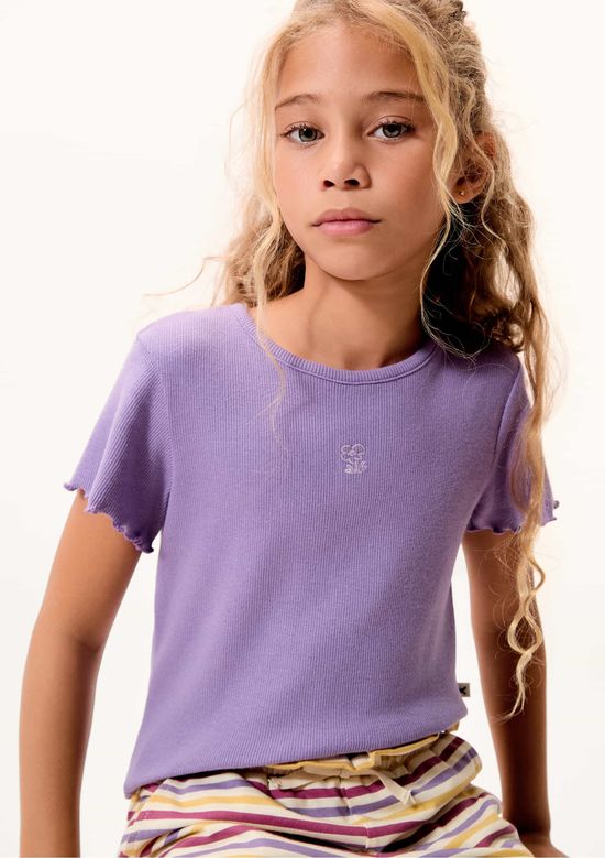 Foto do produto: Blusa Manga Curta Infantil Menina Em Ribana - Roxo