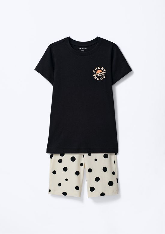 Foto do produto: Conjunto Infantil Menina Curto Com Estampa - Preto