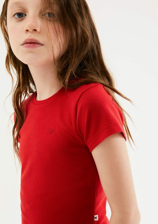 Foto do produto: Blusa Básica Infantil Menina Manga Curta Slim - Vermelho