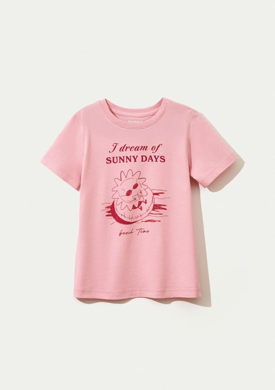 Foto do produto: Blusa Infantil Menina Manga Curta Com Estampa - Rosa