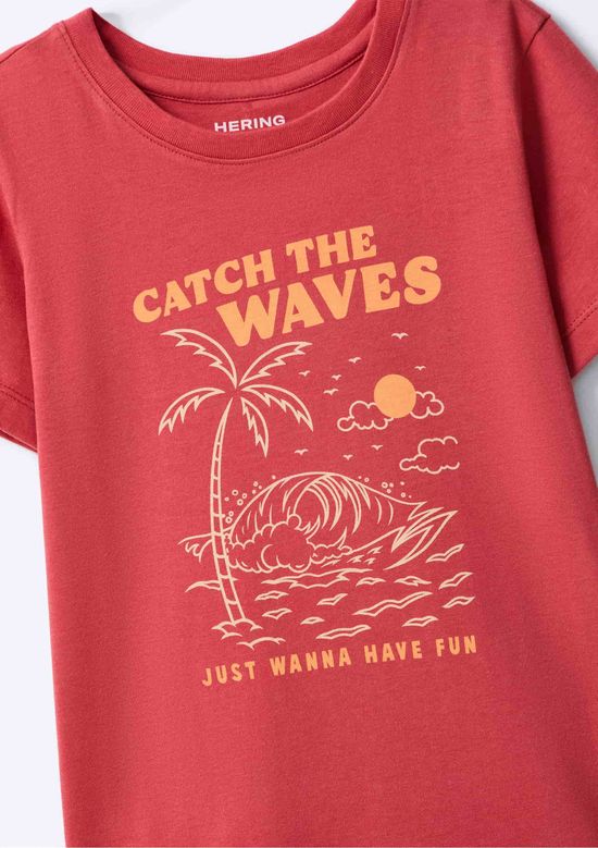 Foto do produto: Blusa Infantil Menina Manga Curta Com Estampa - Vermelho