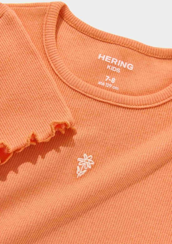 Foto do produto: Blusa Manga Curta Infantil Menina Em Ribana - Laranja