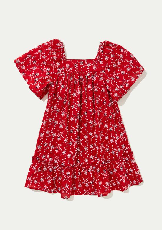 Foto do produto: Vestido Infantil Evasê Bordado - Vermelho