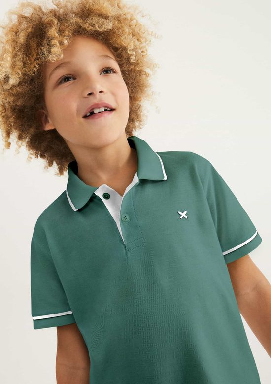 Foto do produto: Camisa Polo Básica Menino De Algodão Com Patch - Azul
